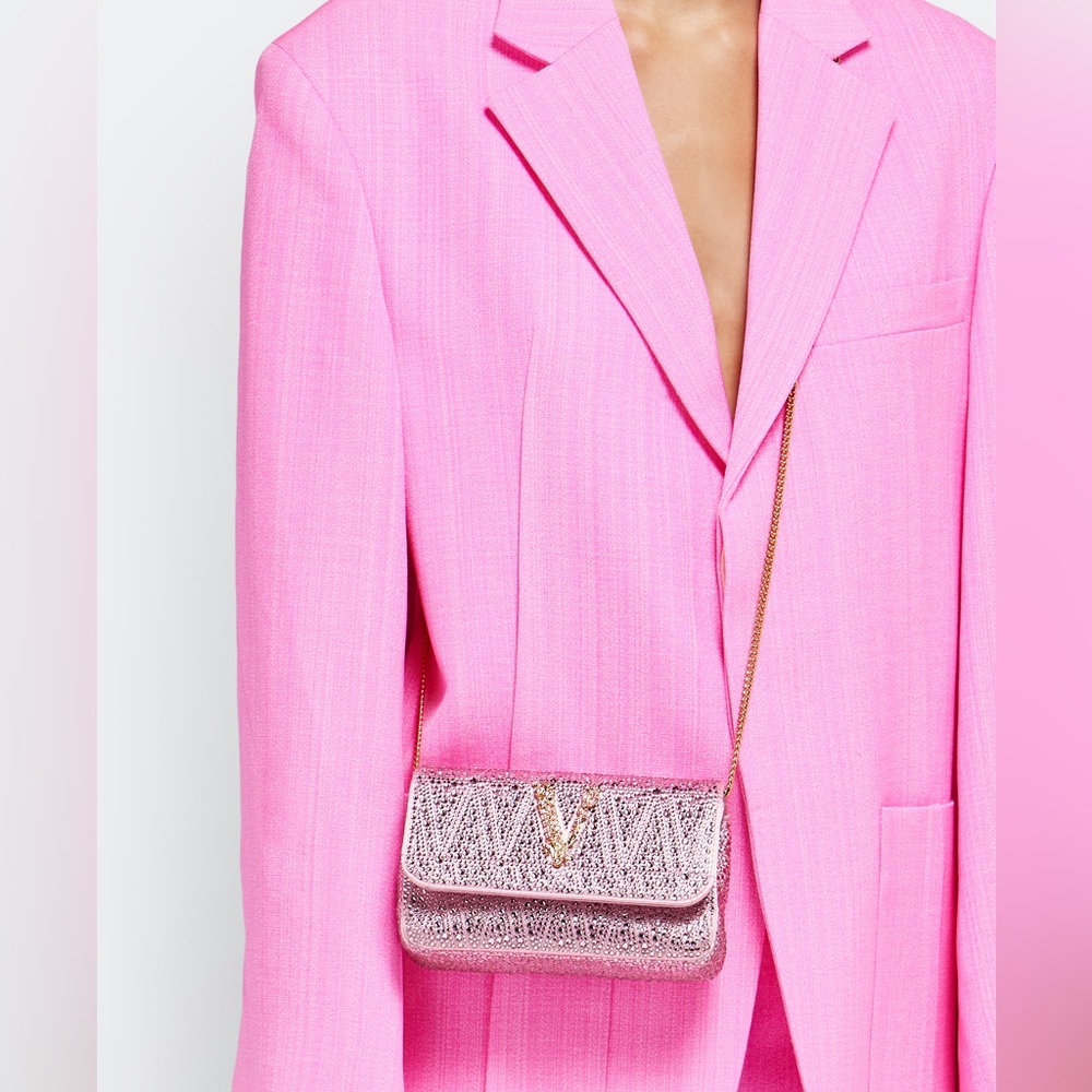 💯 - New Authentic VERSACE Mini Virtus Crystal-Embellished Satin Crossbody Bag